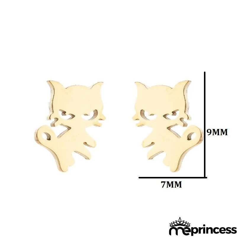 Women Fashion Hollow Eagle Owl Snake Dolphin Bee Giraffe Elephant Dog Cat Rabbit Fish Bird Penguim Stainless Steel Stud Earrings