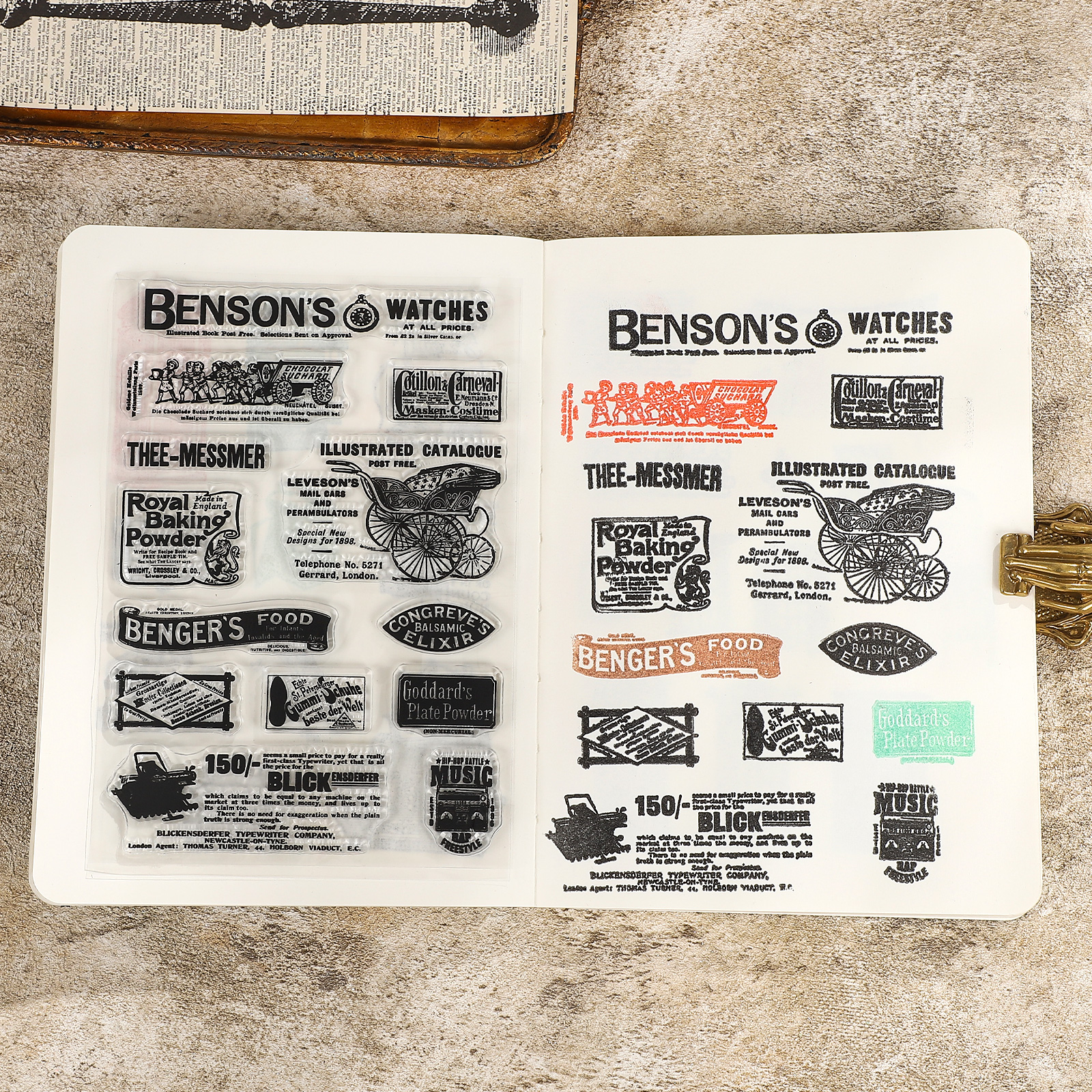 Transparent Silicone Stamp - Vintage Door Window Hot Air Balloon Phone Booth Landscape 
