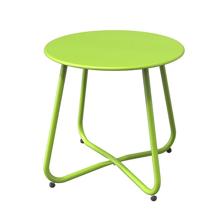 Steel Patio Side Table, Weather Resistant Outdoor Round End Table 