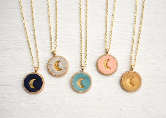 Gold Moon Necklace Celestial Jewelry