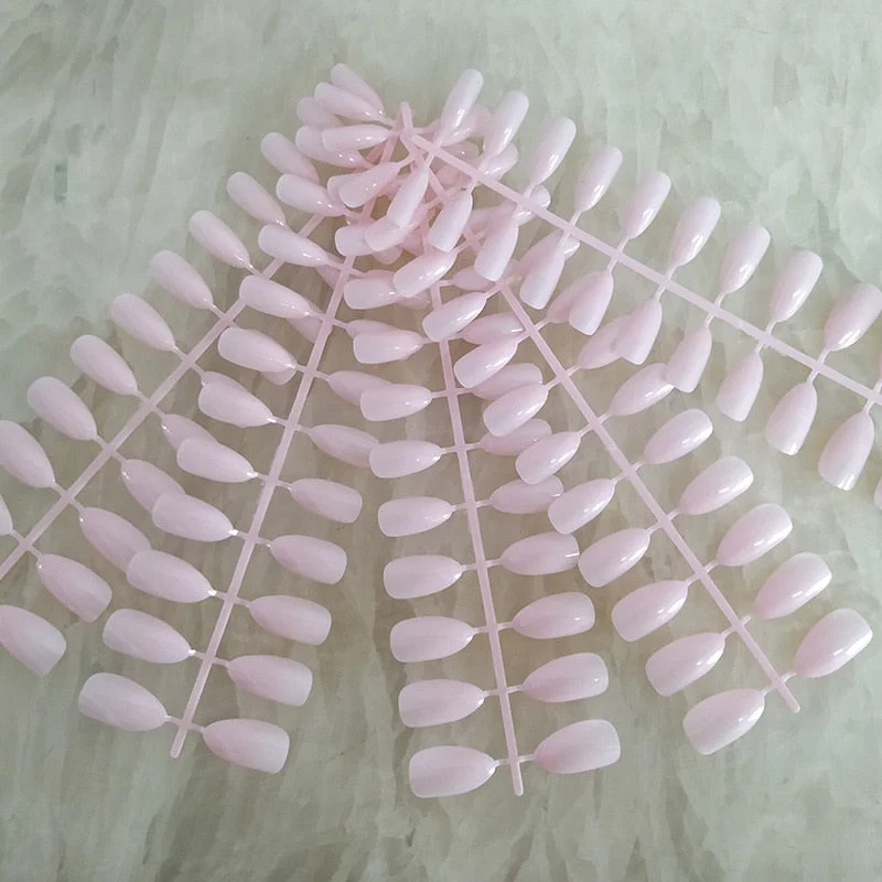 18 Colors Full Cover Stiletto Fake Nails Short Sharp Pointed False Nail Art Tips Acrylic Almond Nails Press On Nail Art Designs-Nail Inspo