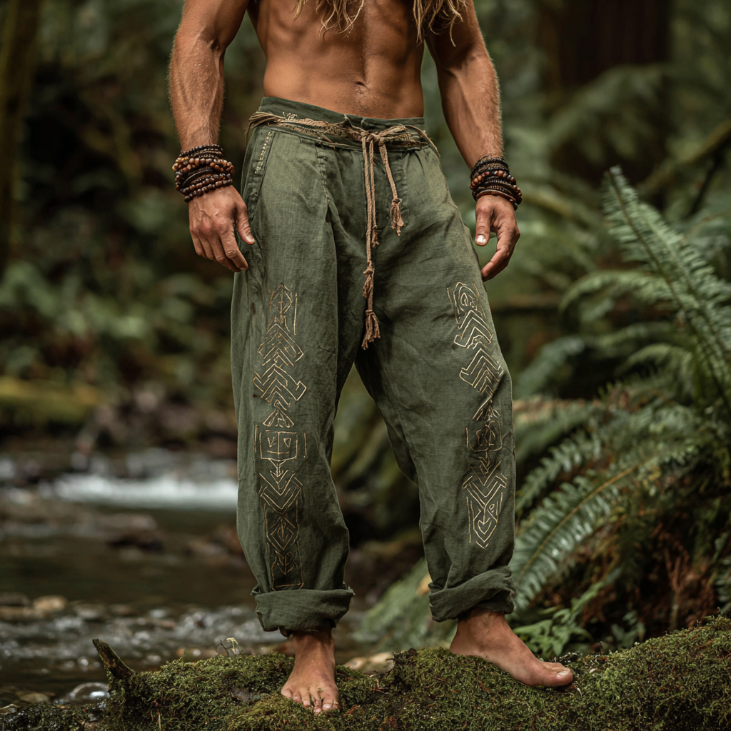 Men's Viking Bohemian Vintage Tribal Ethnic Totem Casual Pants / Rvogue / Rvogue