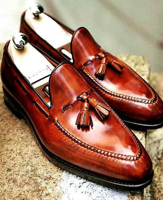 Business Pointed Toe Tassel Shallow Mouth Leather Shoes 
