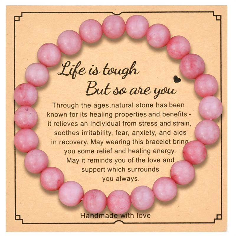 8mm Natural Stone Bracelet With Card Explosions Tourmaline Bracelet For Men And Women Friendship Bracelet Holiday Gift