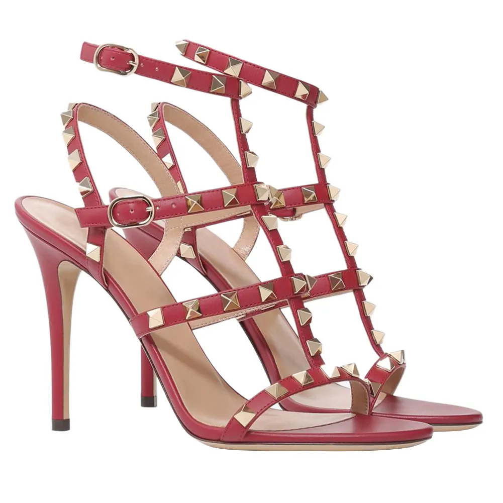 100mm Women's Rivets Stiletto Heels Party Daily Summer Sandals-vocosishoes
