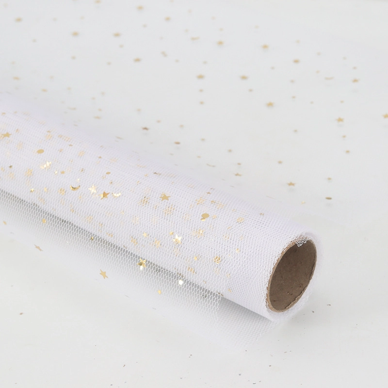Hot Stamping Star Moon Gauze Flower Packaging Materials Florist Supplies Valentine’s Day Floral Bouquet Packaging Mesh