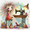 Weird Sewing Girl-11CT Stamped Cross Stitch 40*40cm/15.75*15.75in tapestrymarket
