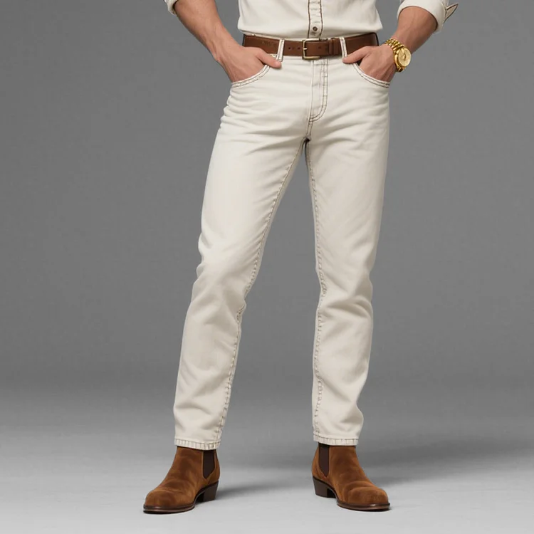Okaywear Classic Mid Rise Pocket Straight Leg Denim Jeans Okaywear