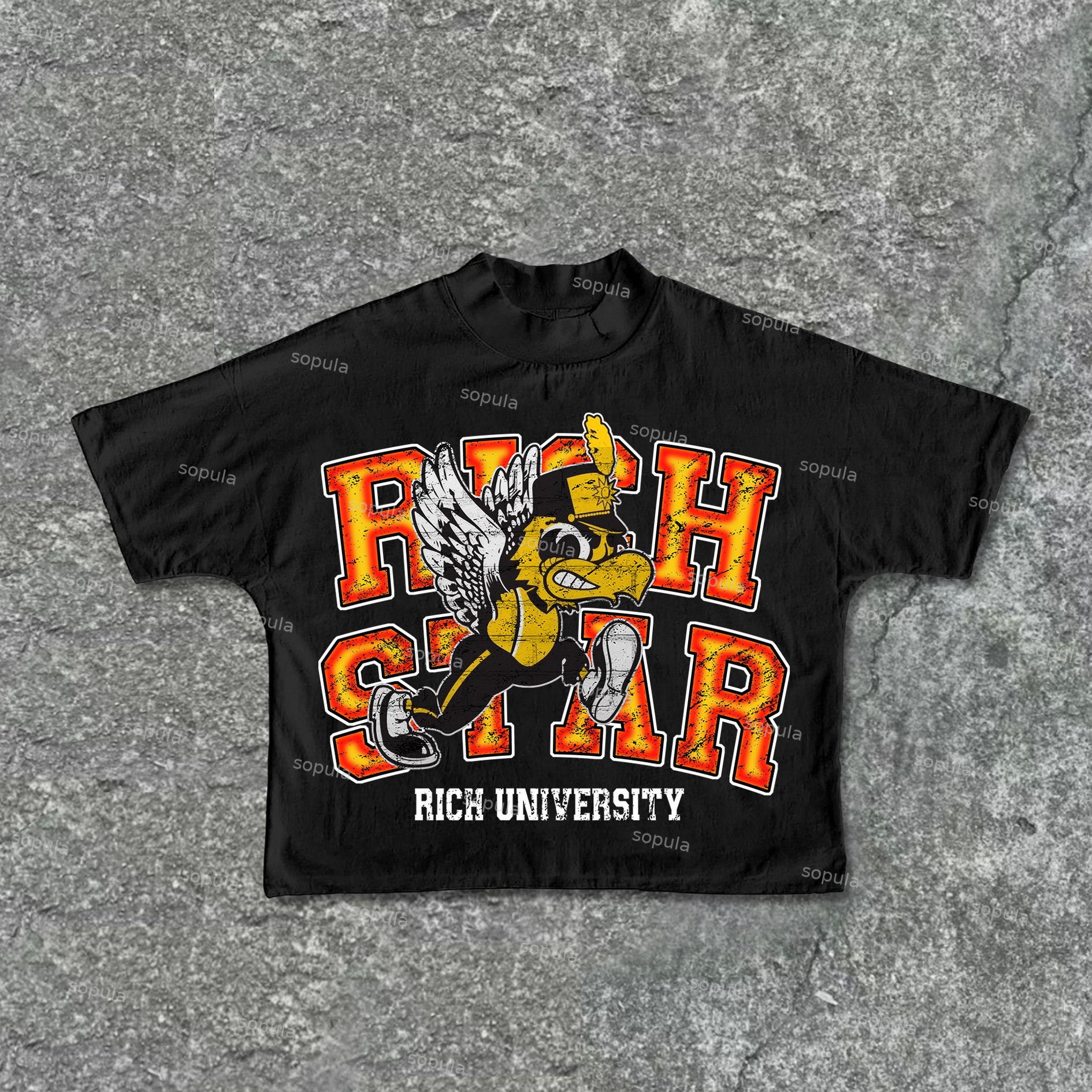 Sopula Vintage Rich Star Graphic Print Cropped T-shirts - SOPULA