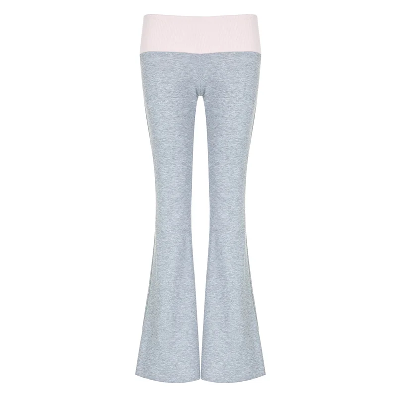 Ueong Girls Color Waist Low Waist Leisure Micro-Pants 2024 Slim To Show Thin Hot Girls Sports Knitted Trousers
