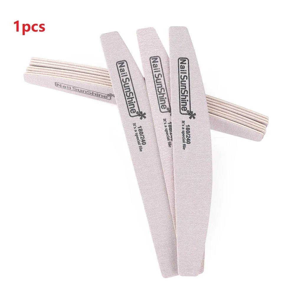 1Pc Professional Nail File Sandpaper Thick Nail Files Buffer For Manicure Sanding Half Moon Lime Nail Tools 100/180/240-Nail Inspo