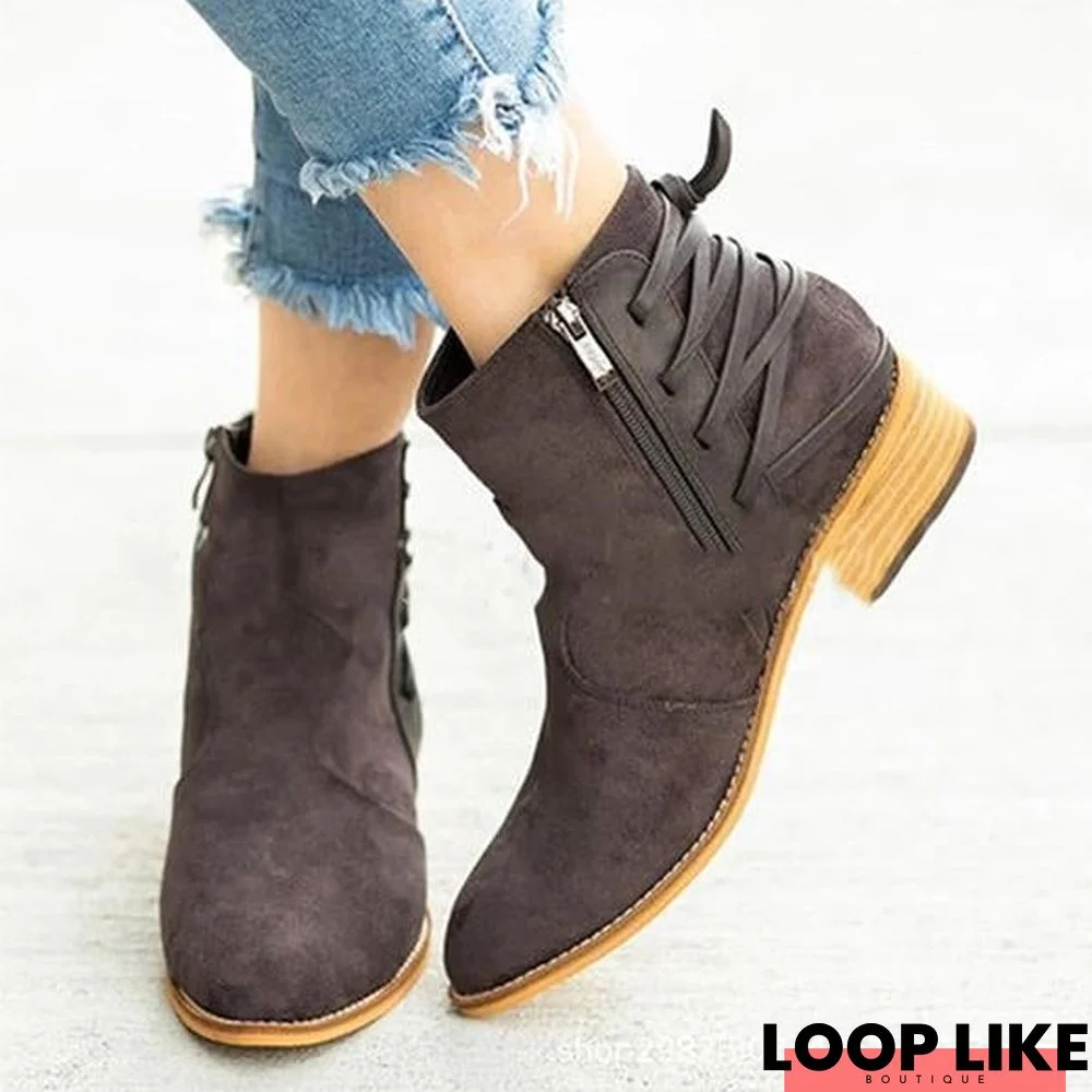 Fashion Lace-Up Embellishment Booties