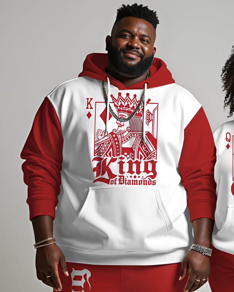 Couple Plus Size Playing Card Art Print Hoodie Set