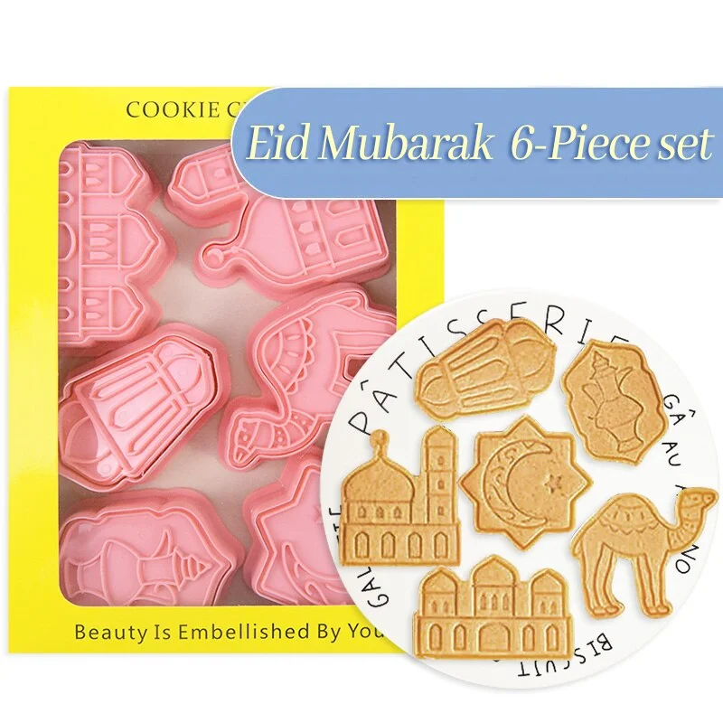 6Pcs/set EID Mubarak Biscuit Mold Cookie Cutters DIY Cake Baking Tools Ramadan Kareem Islamic Muslim Party Home Decorations