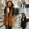 Women's Winter Hooded Jacket Faux Fur Vest Cardigan