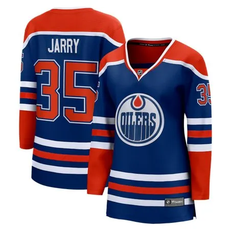 Women's Edmonton Oilers #35 Tristan Jarry Royal Home Player Jersey