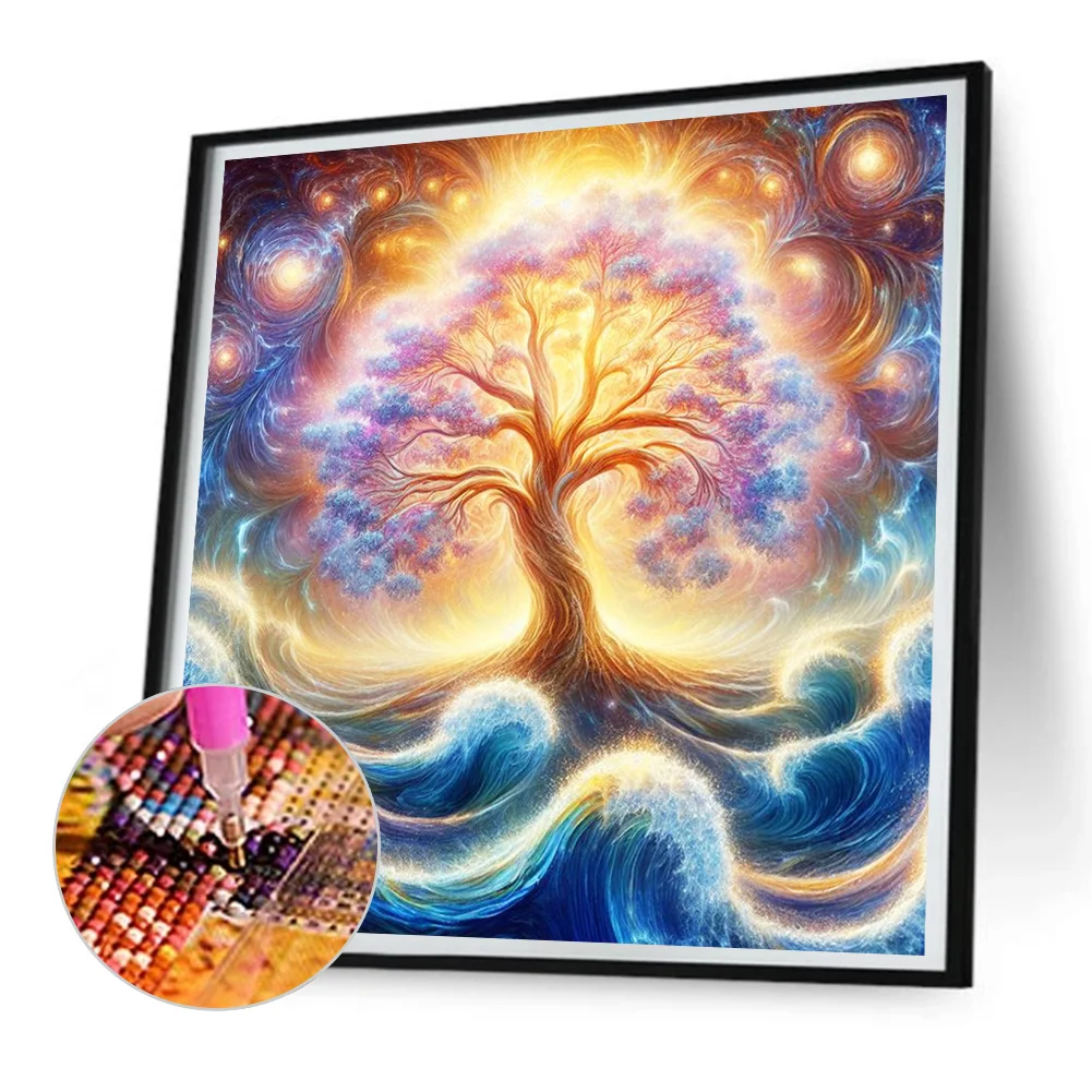 Diamond Painting - Full Round Drill - Universe Galaxy Tree(Canvas|30*30cm)