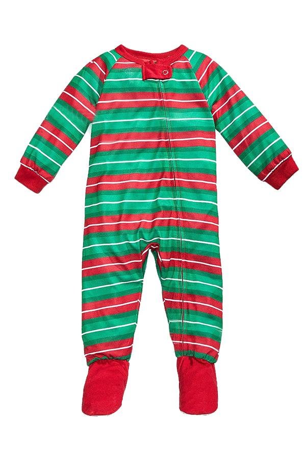 Baby Long Sleeve Striped Christmas Family Footie Pajama Light Green - Shop Trendy Women's Clothing | LoverChic