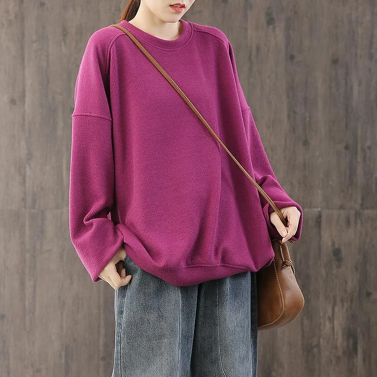 Stylish Solid Casual 100% Cotton Comfy Sweatshirt