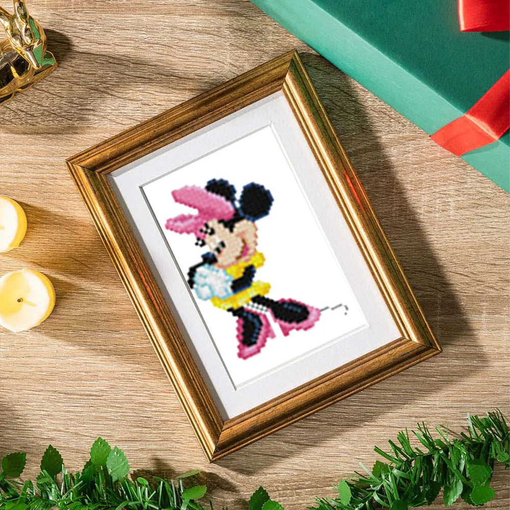 12pcs/a set 5D DIY Mickey Mini Square Diamond Painting for Desktop Decor No Frame(15*18cm)