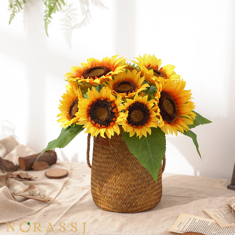 Artificial Flower Sunflower in Woven Flower Arrangement