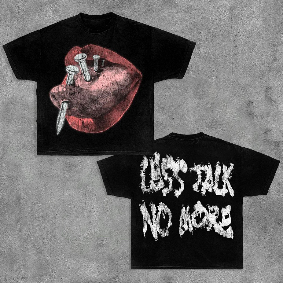Less Talk No More Lips Graphics Printed Cotton T-Shirt - SOPULA