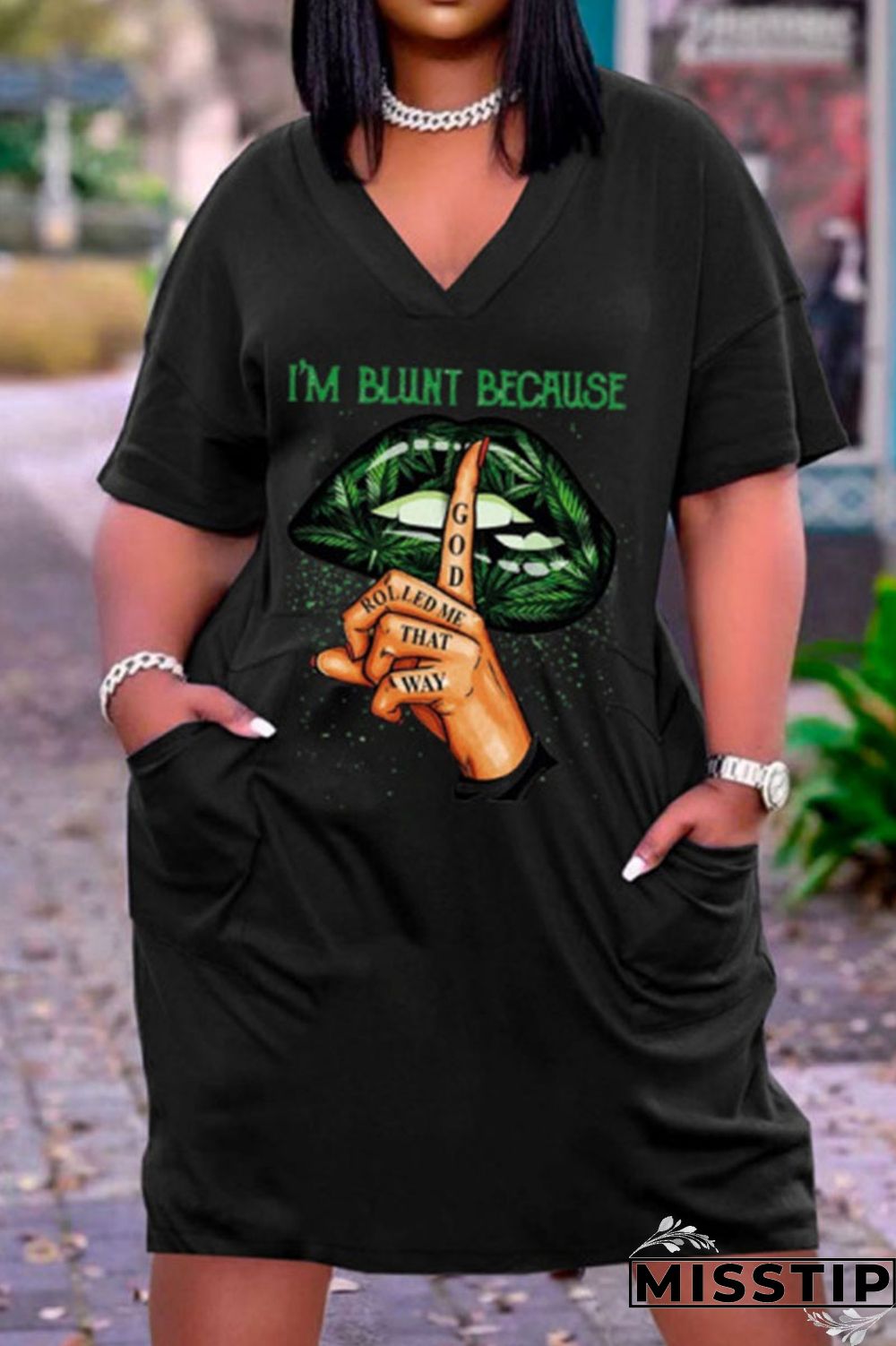 White Rose Red Casual Print Patchwork V Neck Straight Dresses