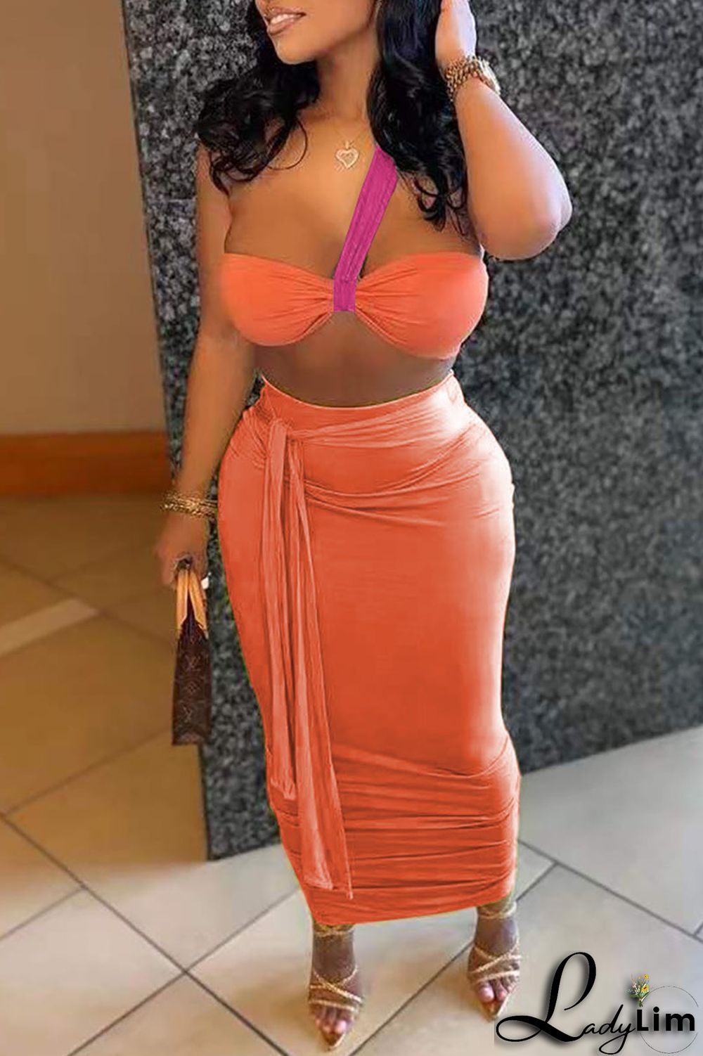 Black Sexy Solid Bandage Split Joint Strapless Sleeveless Two Pieces