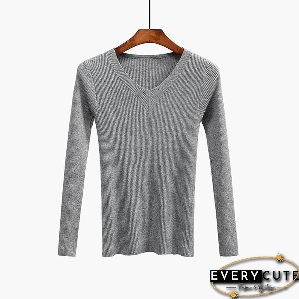 Christmas Gift V-Neck Women Sweater Slim Sexy Pullover New Autumn Winter Tops Women Knitted Pullovers Long Sleeve Shirt Female Brand