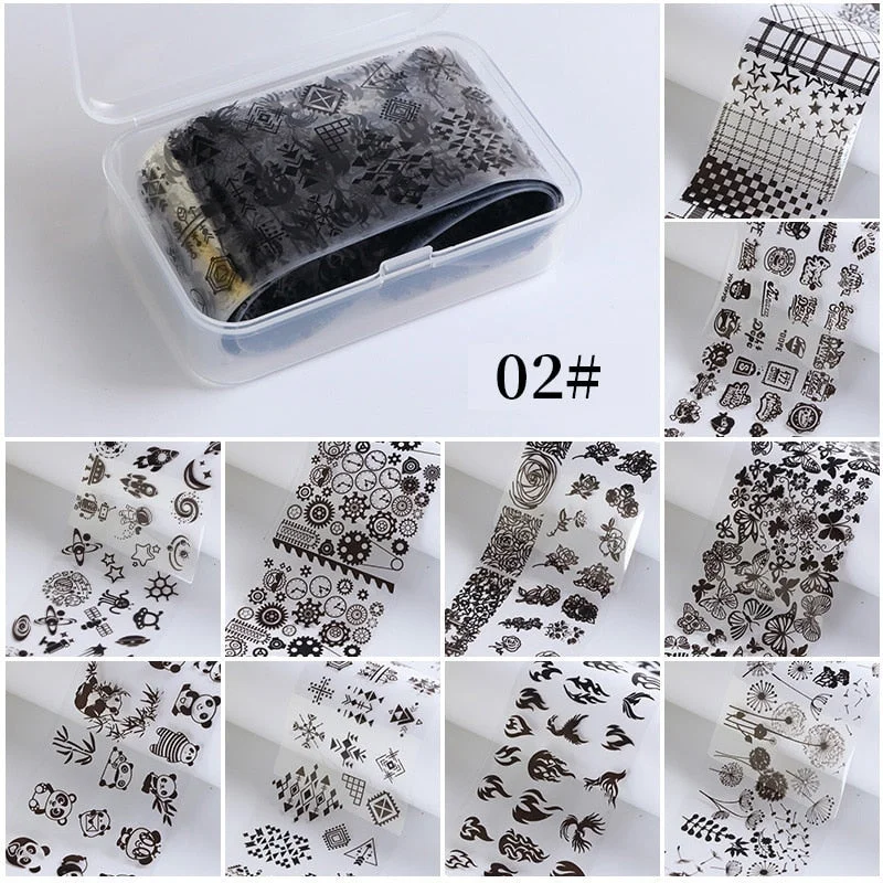 10Pcs/Bag Nail Art Transfer Foil Sticker Abstract Image Blue French Tip Wraps Adhesive Decals Nails Decoration Accessories-Nail Inspo