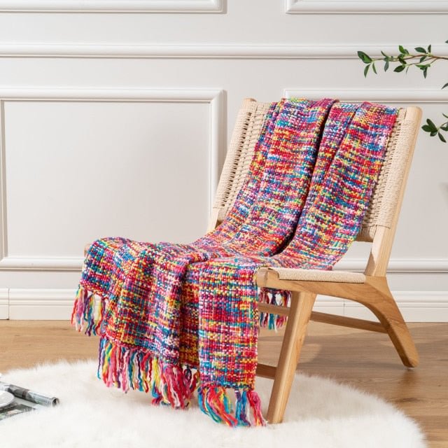 Rainbow Soft Knit Travel Bed Sofa Blanket