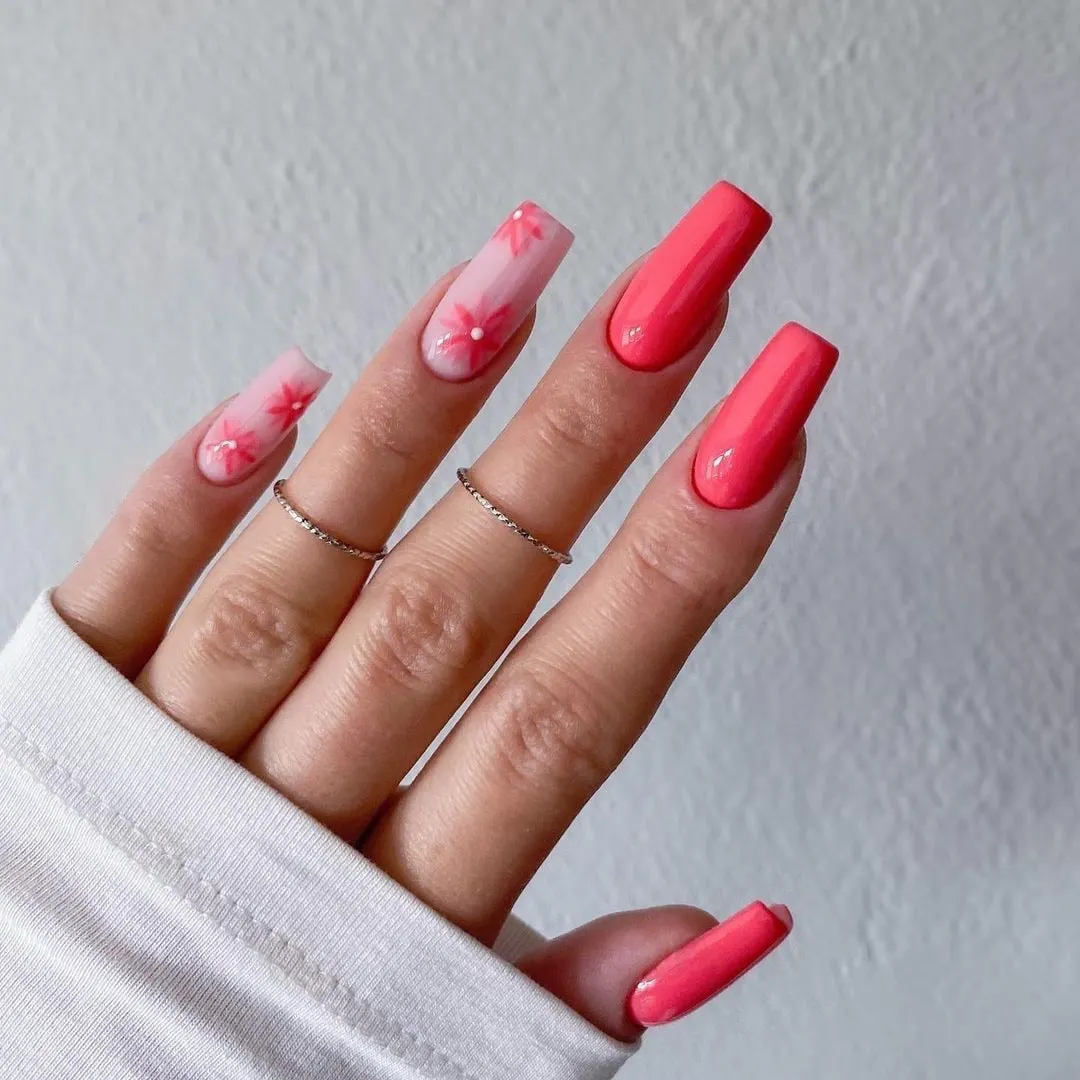 Extra Long Coffin Fake Nail Black And White Plaque False Nails French Ballerina Artificial Full Cover Nail Tips Press On Nail 515-1-Nail Inspo