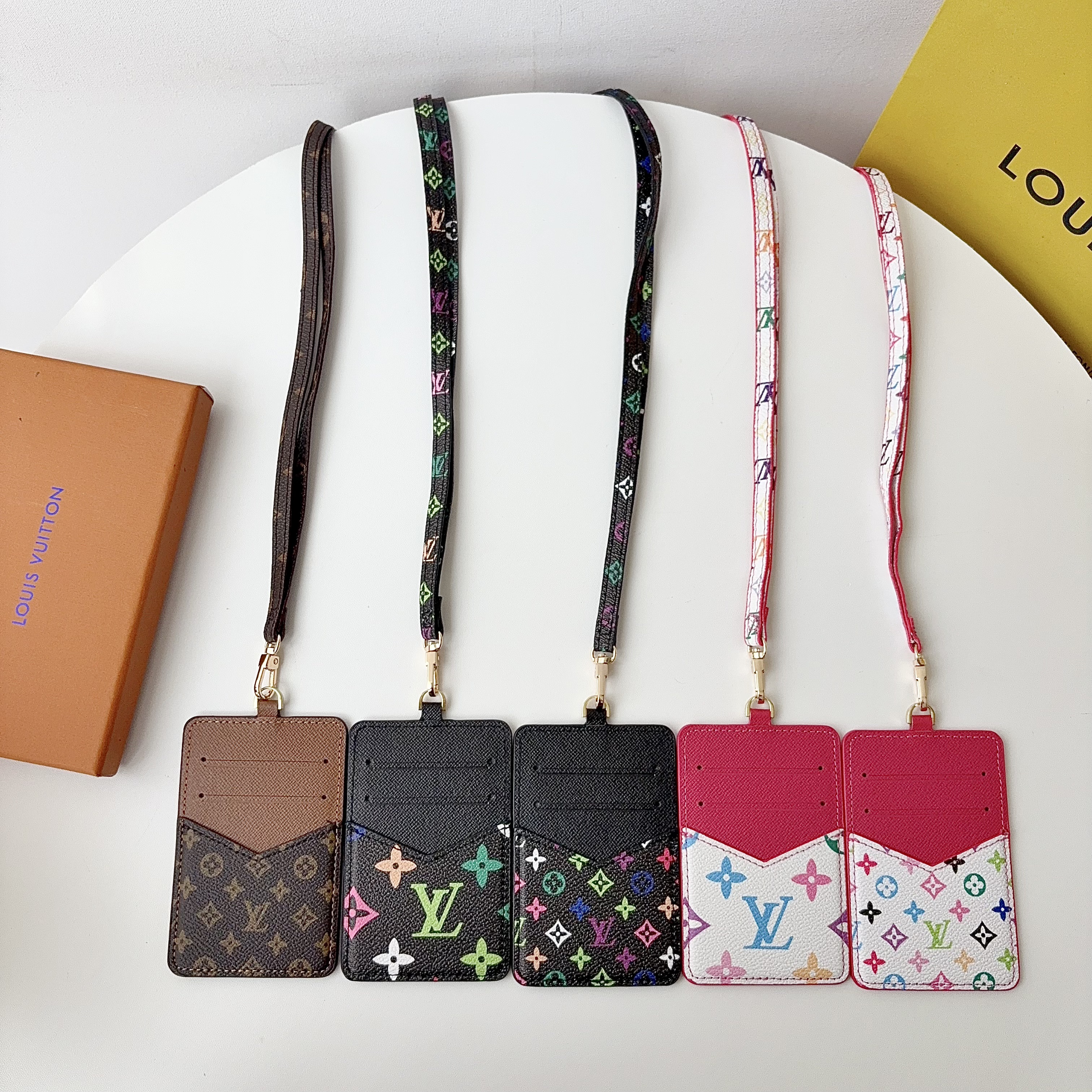 LV Corporate Chic Lanyard ID Badge Cardholder Wallet with Neck Strap