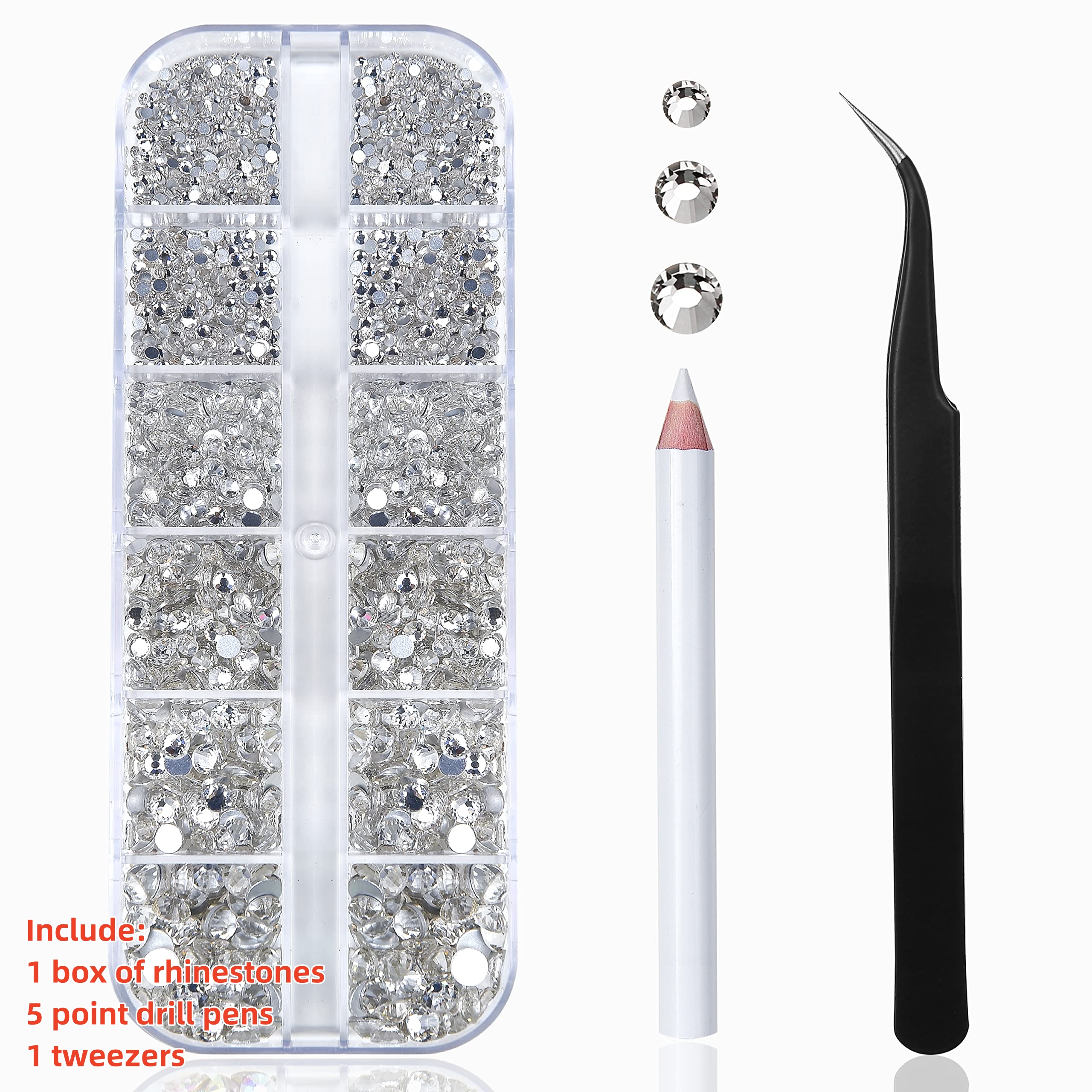 Multi-Size Nail Rhinestones Kit 3D Crystal AB DIY Nail Art Decors Diamond Gems Glitter Manicure Point Drill Pen Tweezers Tools #