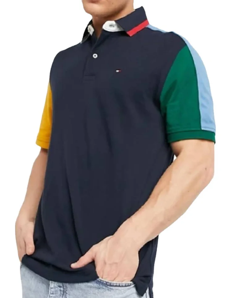 Men Casual Print Contrast Color Polo Shirt