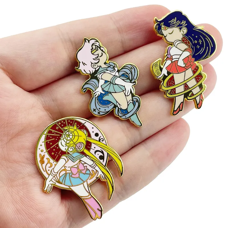 Classic Japanese Anime Female Warrior Enamel Lapel Pin Brooch Cartoon ...