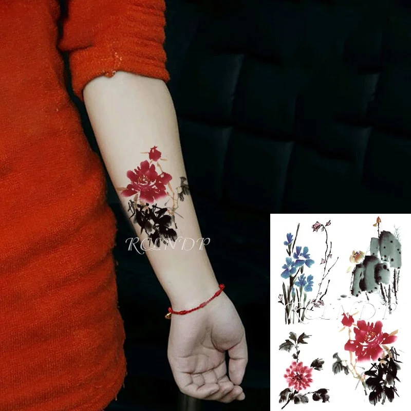 Waterproof Temporary Tattoo Sticker Broken Roman Clock Gear Big Size Body Art Flash Tatoo Fake Tatto Stickers for Girl Men Women