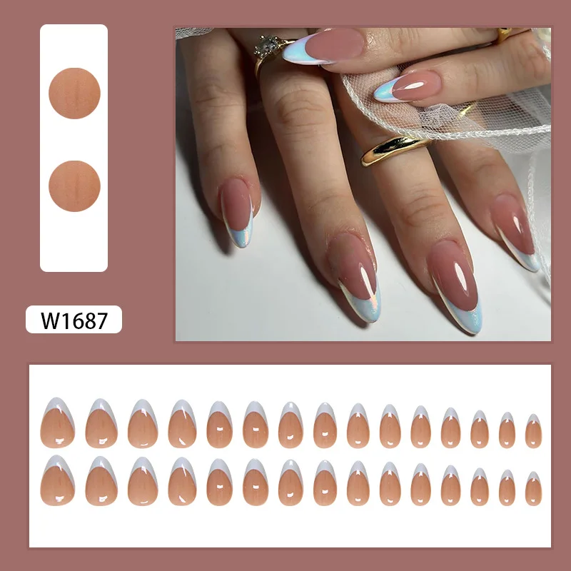 Churchf Churchf Nails Wear Nail Solid Color French Removable Nail Simple Nail Patch 30 Pieces