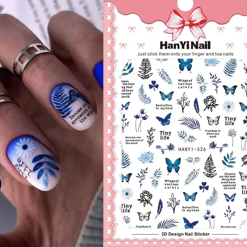 Holographic Fall Nail Foils Stickers Flower Leaf Maple Plants Self Adhesive Transfer Decals Sliders 3D Charms Nail Art Decor-Nail Inspo