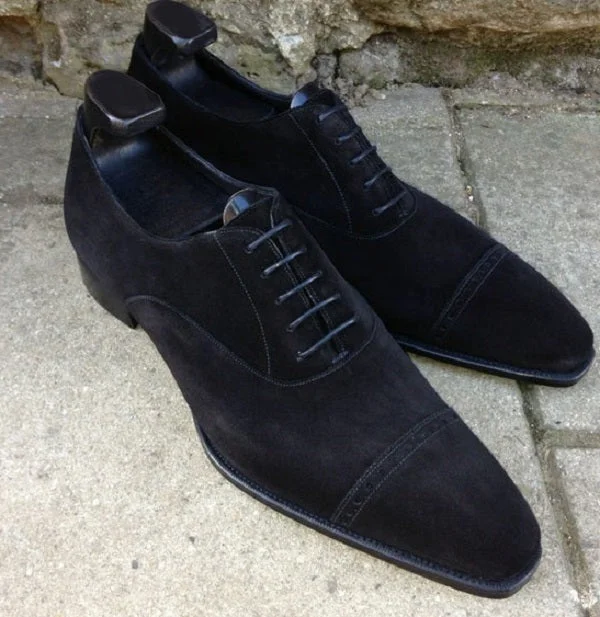 Men's Black Suede Oxford Dress Shoes