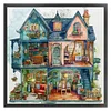 Blue Flower House-14CT Stamped Cross Stitch 50*50cm/19.69*19.69in