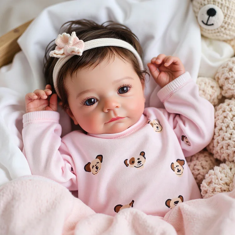 18" Real Cute Lifelike Awake Reborn Newborn Doll Named Novara with Brown Hair：Realistic Reborn Baby Dolls By Rsgdolls®
