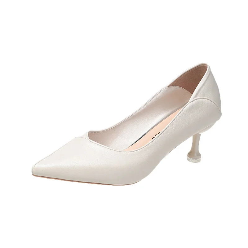 Yyvonne Women's Fine Heel 2025 Spring And Autumn New Women's Shoes Black French Pointed Single Shoes Professional Temperament Working Shoes