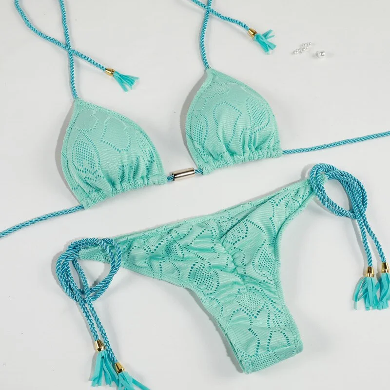 Blue Color Bikinis Sexy Bikini Set 2022 Swimsuit Women Hollow out Swimwear Adjustable String Biquini Push Up Female Beachwear