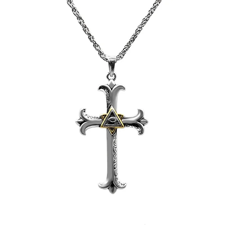 Men's Necklace Eye of God Cross Pendant Necklaces Valentine's Day Birthday Gifts for Him