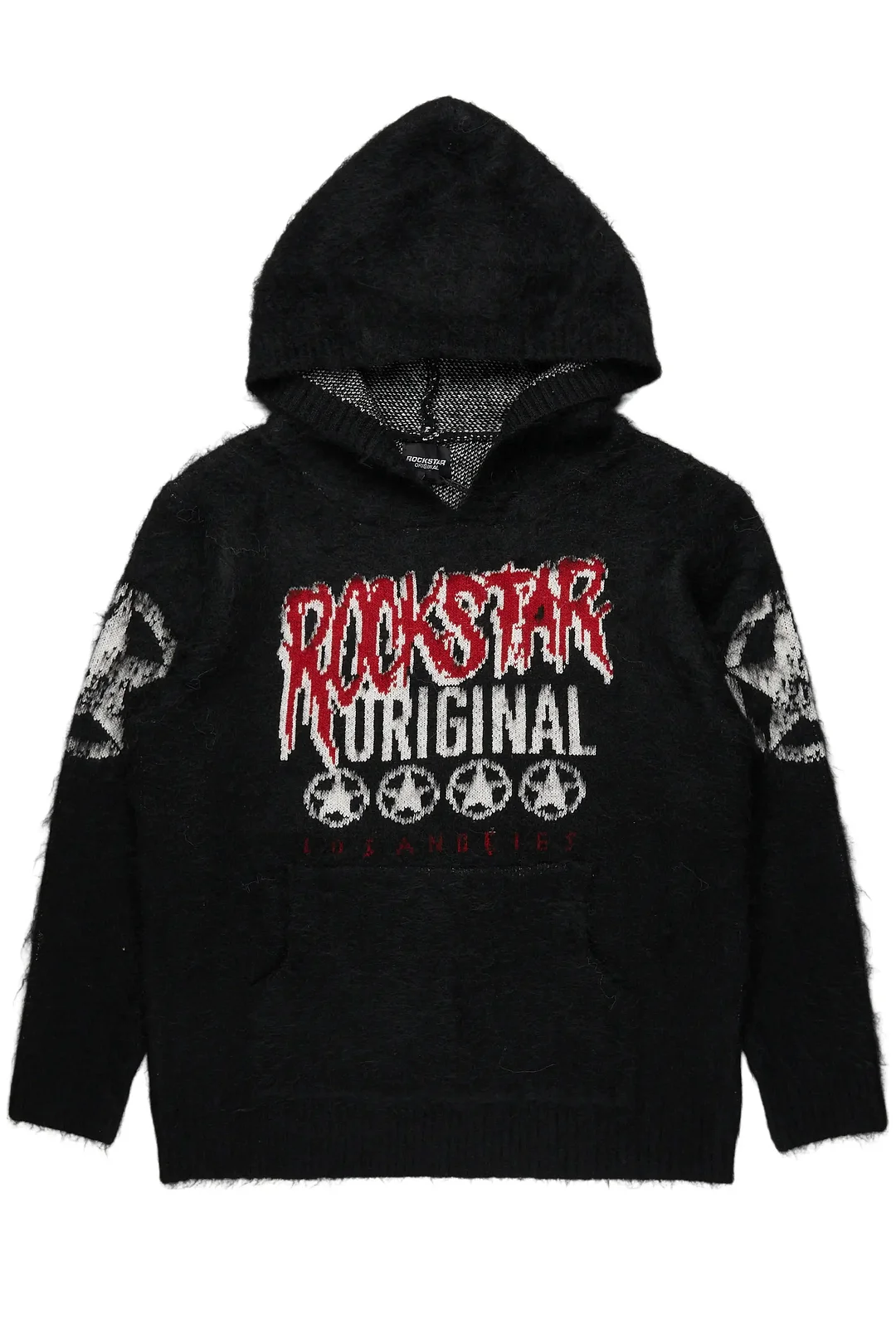 Wizzurd Black Graphic Knitted Mohair Hoodie