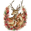 >SALE<Full Embroidery Cotton Thread 14CT Printed Xmas Deer Family Cross Stitch 36x47cm