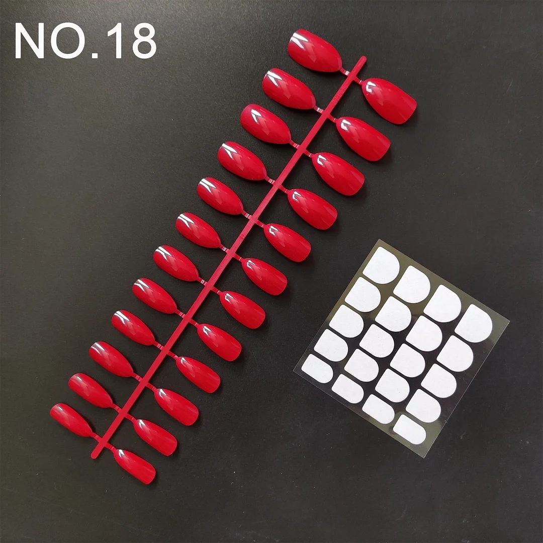 1 Set, 24 Pieces With Nail Adhesive Almond Shape False Nail Tips 20 Popular Colors Optional Full Cover Press On Nail-Nail Inspo