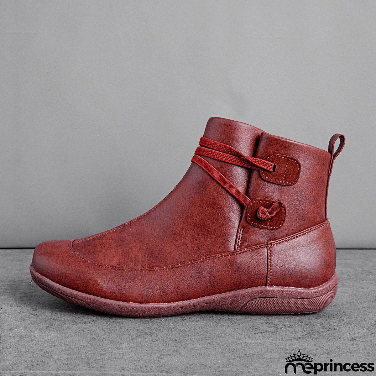 Women's Braided Strap Flat Heel All Season Boots