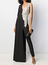 Asymmetric Solid Color Split-Joint V-Neck Statement Jumpsuits